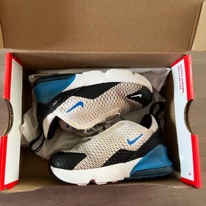 Nike Air Max 270 boys white and royal blue sneakers 8c with box B1G1 50% off